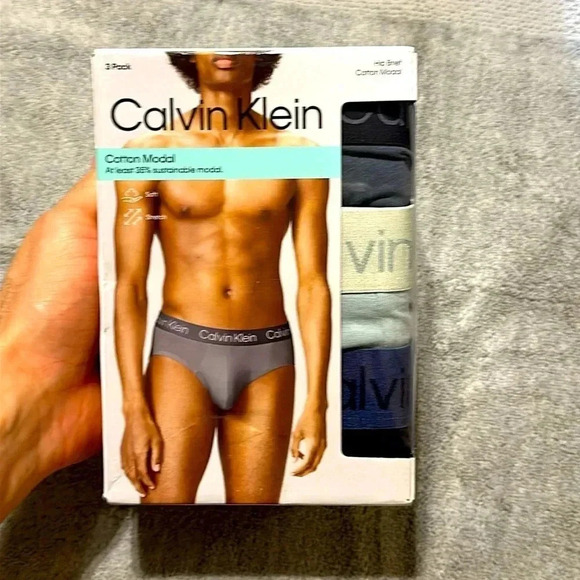 NWT CALVIN KLEIN MEN COTTON MODAL 3 PACK HIP BRIEF SIZE XL ULTRA SOFT Underwear - Picture 1 of 9